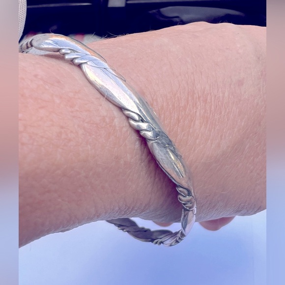 Sterling 925 Bangle Bracelet rope twist 17 grams mexico - Picture 1 of 8